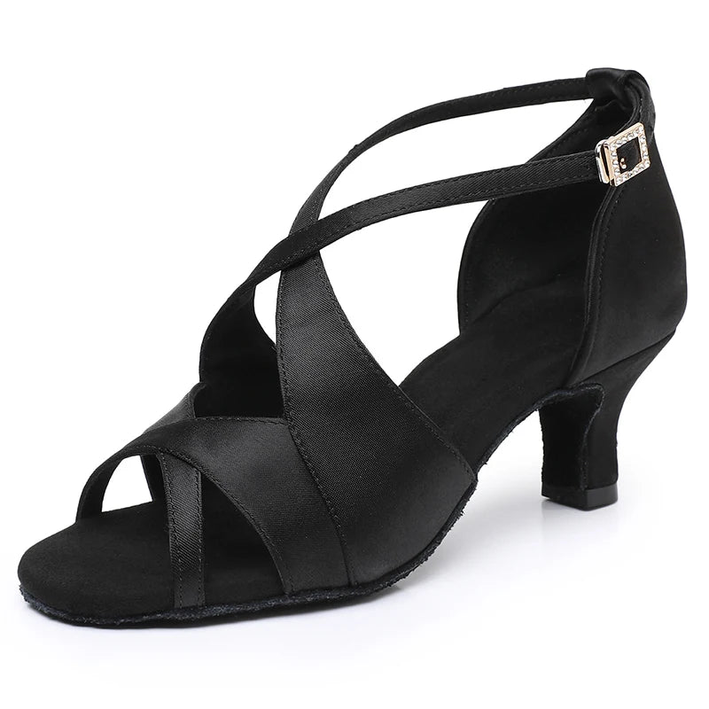 Latin Dance Shoes For Women Adults Soft Satin Breathable Sneakers Performance Shoes Cha Cha Fashion Social Dance Shoes Satin