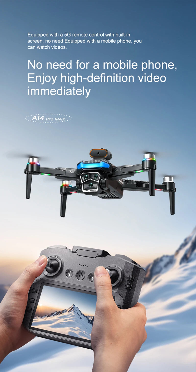 Upgrade A14 Pro Max Drone Aerial 8K HD Dual-Camera 5G WIFI GPS Brushless Motor Optical Flow Obstacle Avoidance RC Drone 10000M
