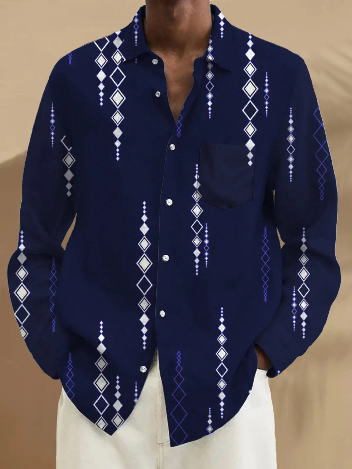 Men's shirts, button down shirts, casual shirts, spring and summer, printed long sleeves Tops fashion comfortable Men Clothing