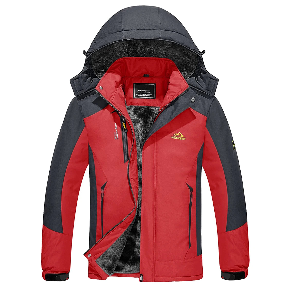 TACVASEN Men's Fleece Lined Skiing Jacket Windproof Detachable Hood Winter Thicken Warm Parkas Waterproof Outdoors Working Coat