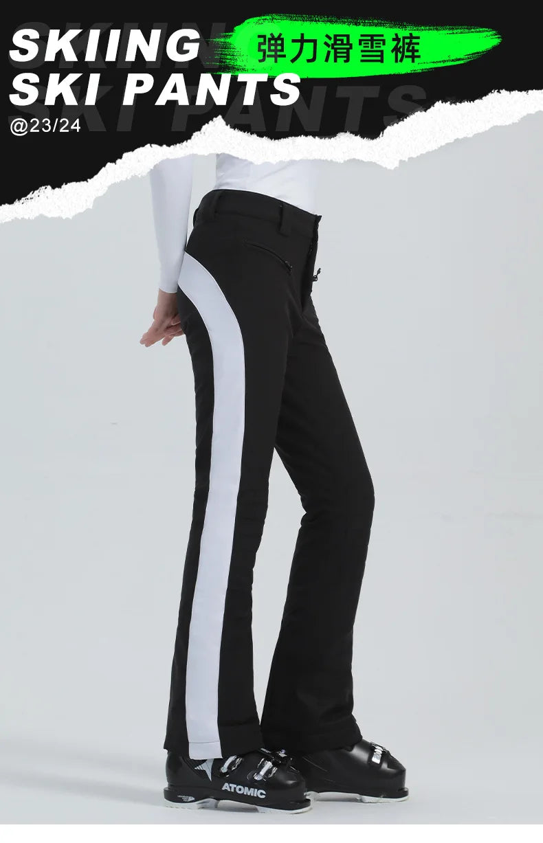 Winter ski pants women double board winter outdoor warm windproof waterproof elastic snow pants women