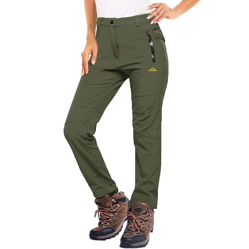 MAGCOMSEN Women's Ski Pants Winter Fleece Lined Waterproof Warm Snow Trekking Hiking Pants Outdoor Trousers Female