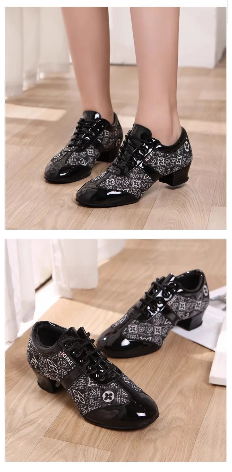 Latin Dance Shoes Women/Men Ballroom Tango Modern Dance Sneaker Adults Jazz Training Lace-Up Dancing Shoes