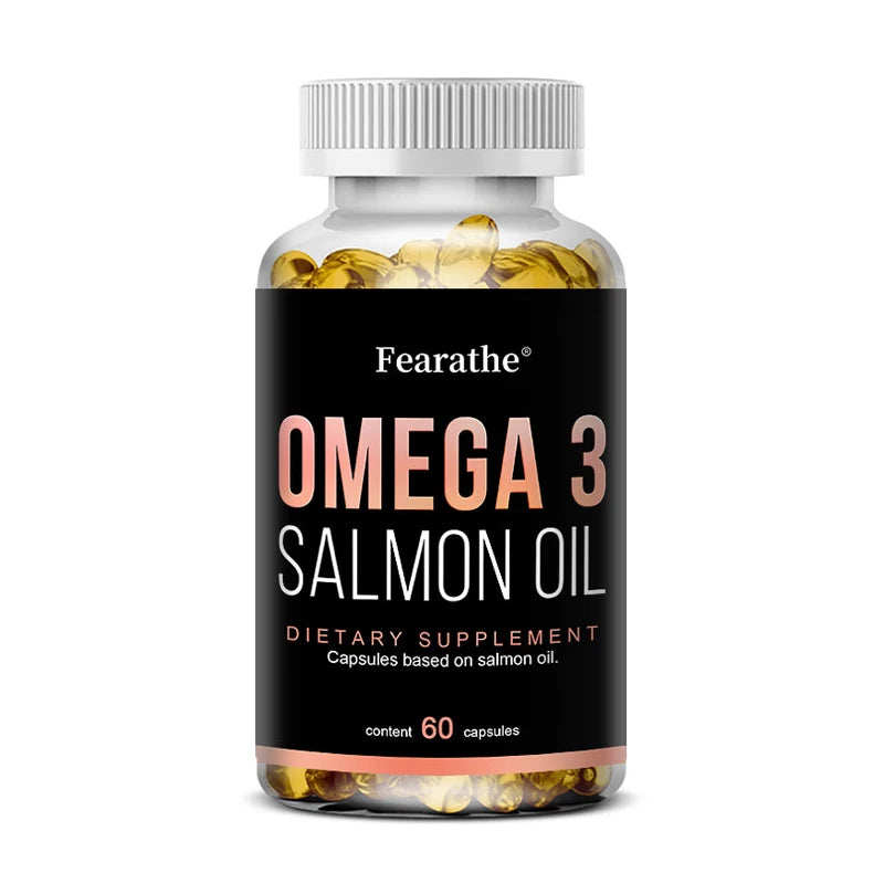 Omega 3 Fish Oil - Pure Salmon Oil, Heart & Brain Health Dietary Supplement - Rich in EPA & DHA