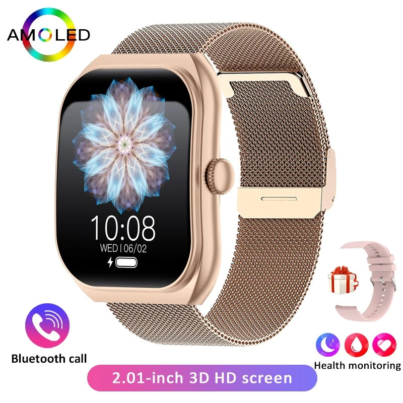 2026 New Bluetooth Call Smart Watch Women Customisable Dials Waterproof Sports Fitness Tracker Fashion Ladies' Smartwatch+Box