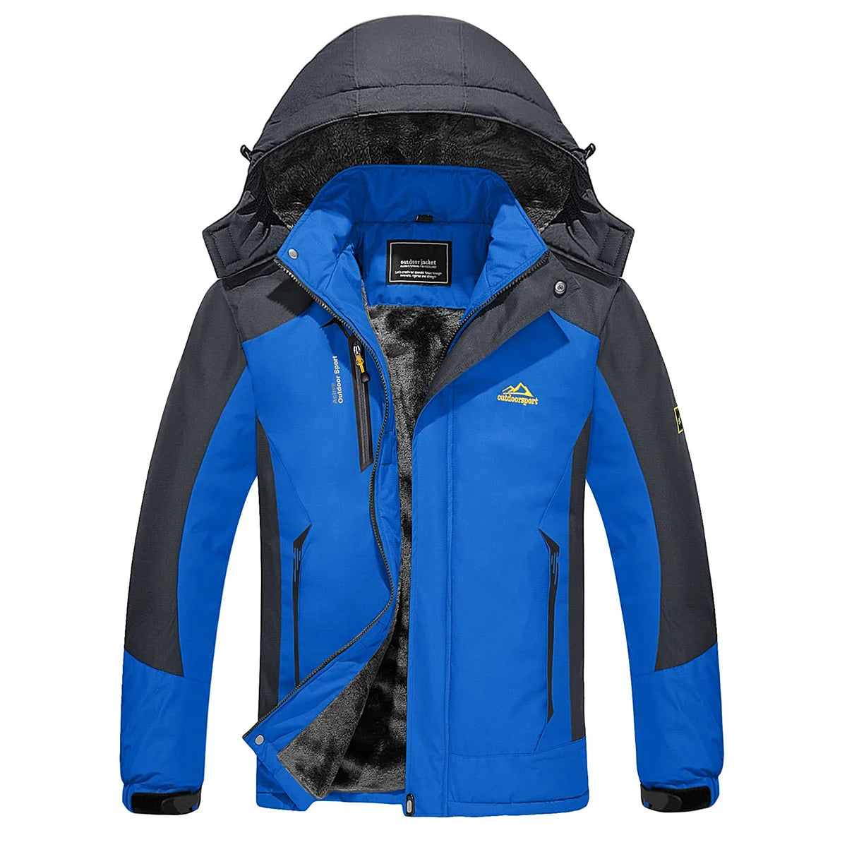 TACVASEN Men's Fleece Lined Skiing Jacket Windproof Detachable Hood Winter Thicken Warm Parkas Waterproof Outdoors Working Coat