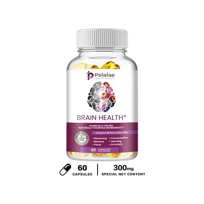 Brain Health Capsules - Supports Brain Health, Enhances Memory & Concentration, Improves Mental Clarity, Vegetarian, Gluten-free