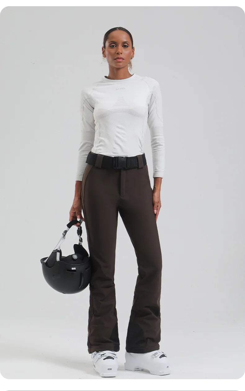 Ski pants New women's double-board 스노우보드복 slimming windproof waterproof thickened warm and elastic sports snow pants