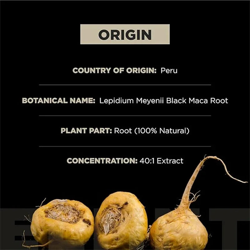 Original Black Maca Root, Ashwagandha, Panax Ginseng, Fenugreek Capsules, Male Enhancing Supplement Natural 4-in-1 Organic