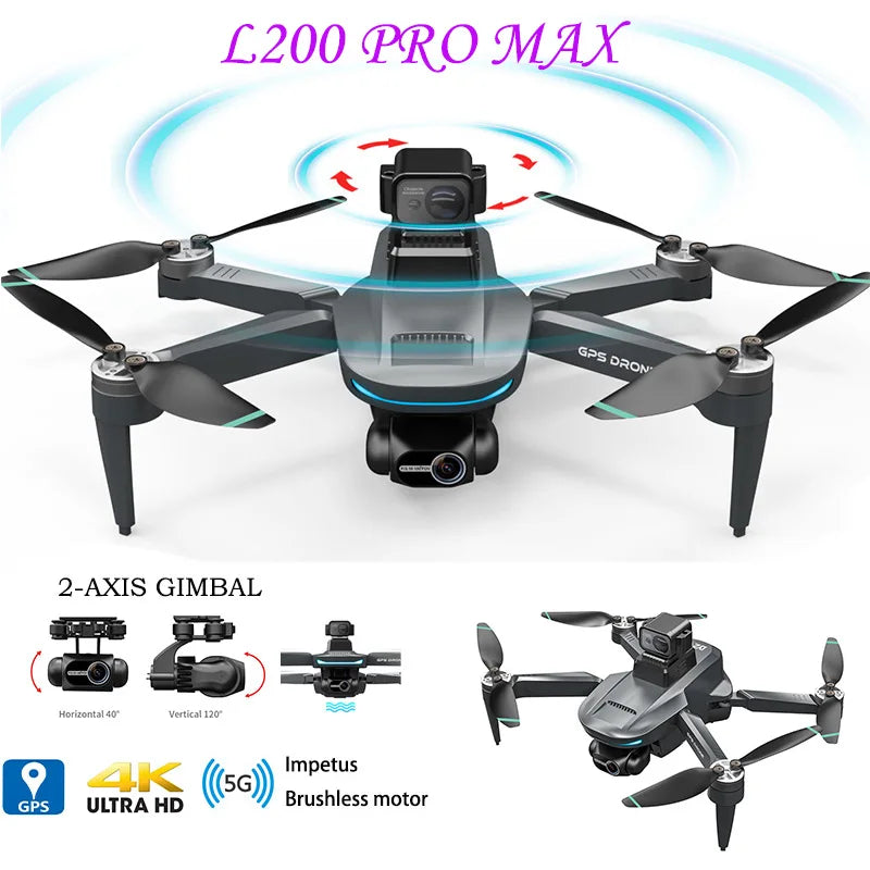 L200 PRO MAX Drone GPS 8K Professional 2-Axis PTZ HD Dual Camera 5G WIFI FPV 360° Laser Obstacle Avoidance Brushless Motor Dron