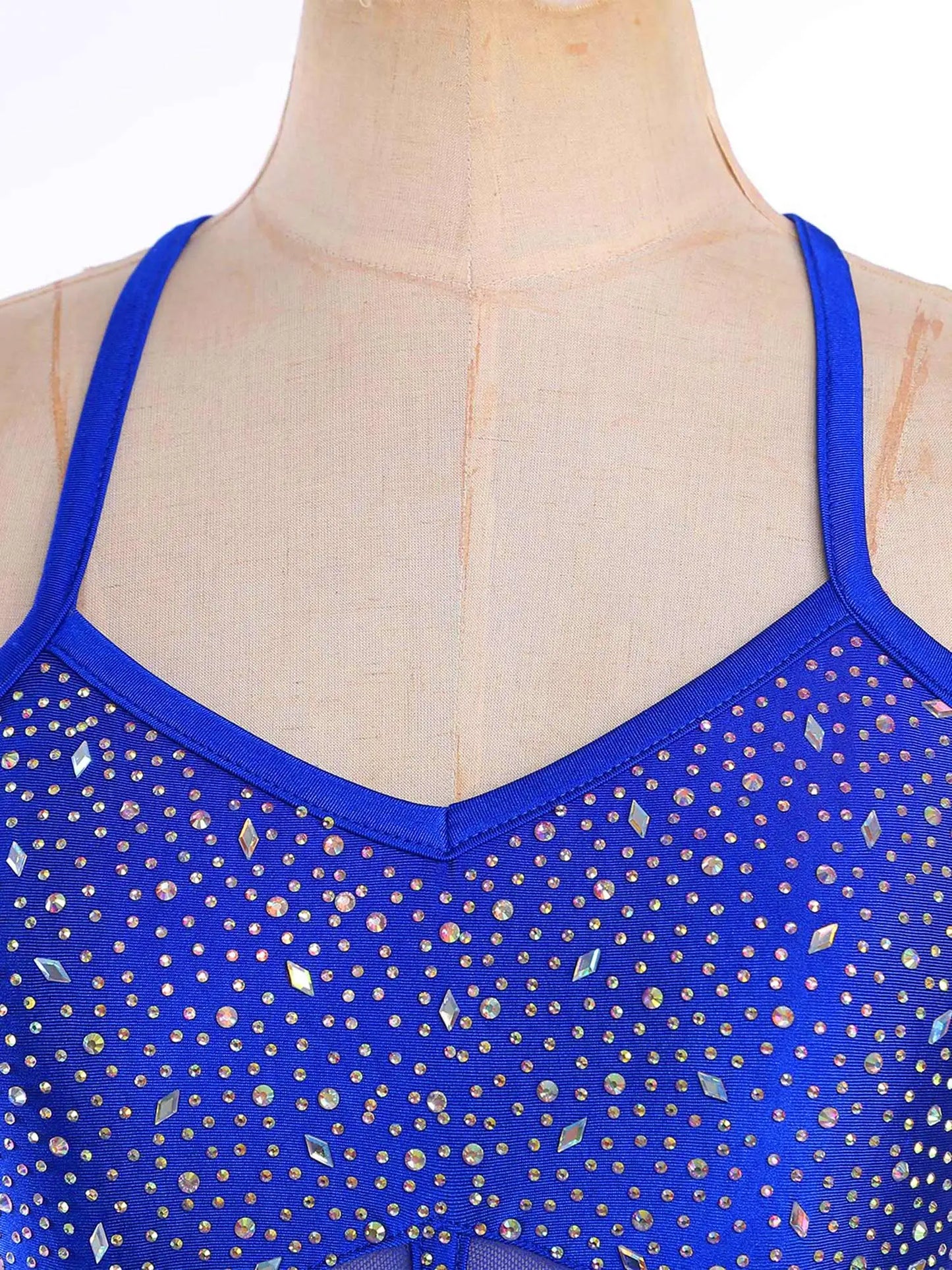 Womens Latin Dance Dress Sheer Mesh Patchwork Tiered Tassel Bodysuit Dress and Gloves for Tango Samba Dance Ballroom Dancewear