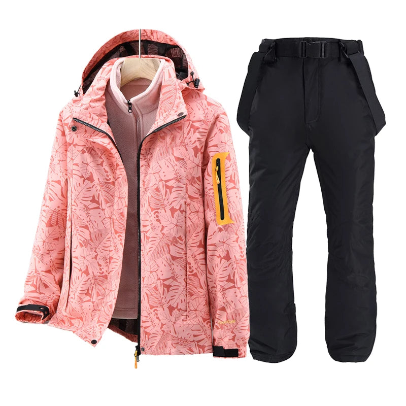 Women Ski Jacket+Pants Winter Warm Windproof Ski Suit Female Snowboard Snow Coat Trousers Outdoor Sports Camping Brand Ovearalls