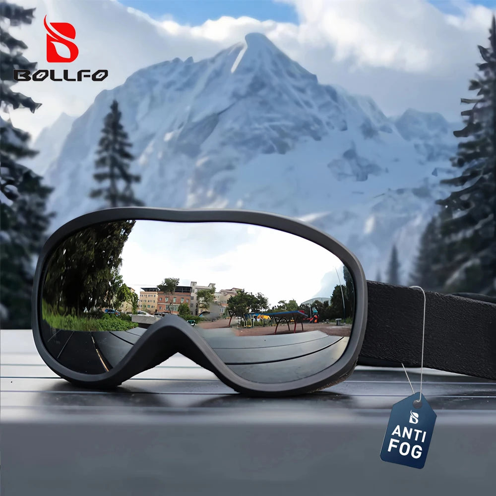 BOLLFO Snowboard Goggles Dual Lens Anti-Fog UV400 Ski Goggles for Men Women TPU OTG Skiing Snowmobile Glasses for Adult Youth