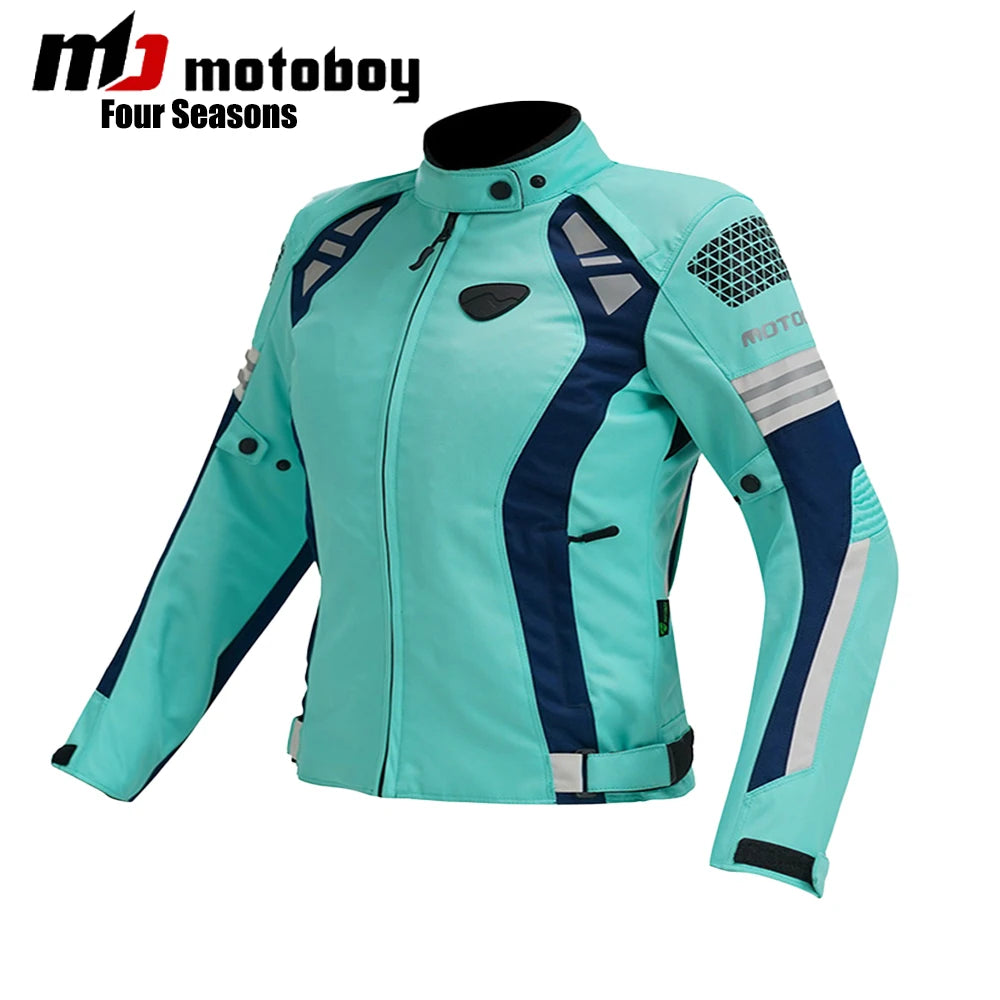 Women Motorcycle Jacket Four Seasons Breathable Lightweight Mesh Cycling Moto Jacket Protector Motocross Suit CE Protective