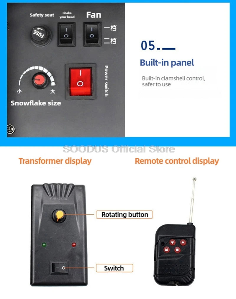 High Power Shaking Snow Machine Out Door Artificial Fake Snow Making Machine Snowflake Maker Moving Head For Party Event Stage
