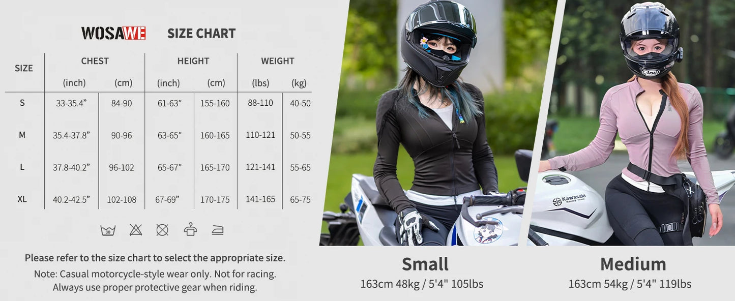 WOSAWE Women Motorcycle Jacket Lady Full Body Armor Set CE Certified Summer Riding Safety Jacket Pants Built-in Protective Pads