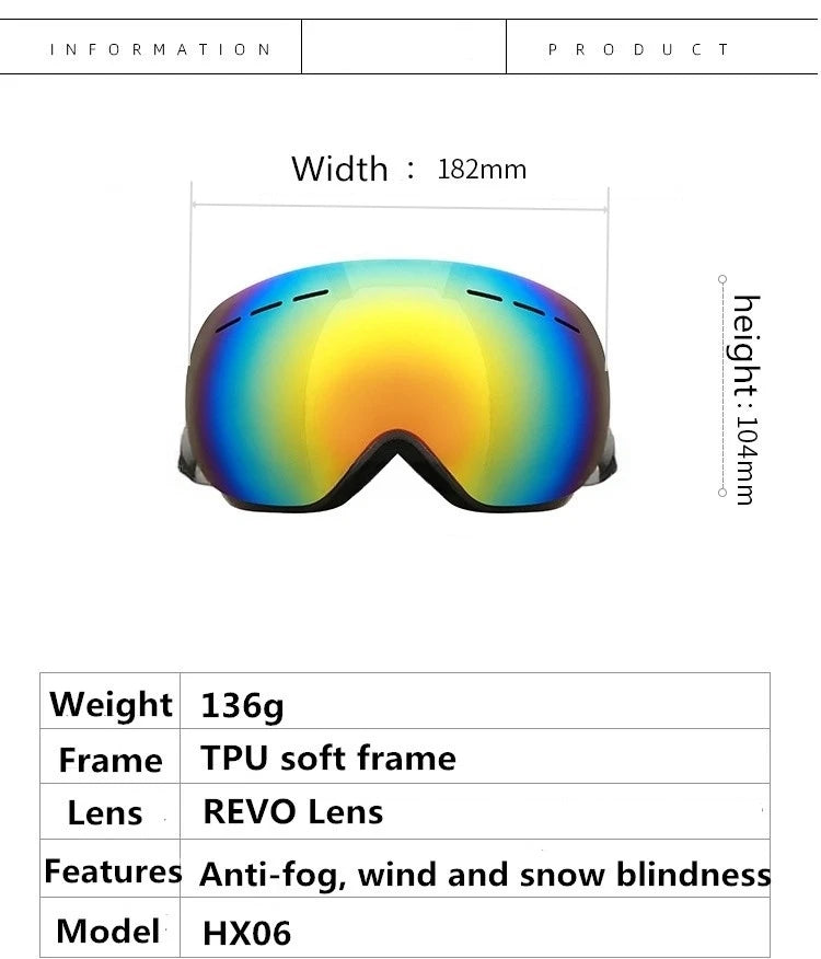 GIRO Ski Goggles for Men And Women Winter Anti-Fog Snow Ski Glasses Double Layer UV400 Snowboard Goggles with Free Mask
