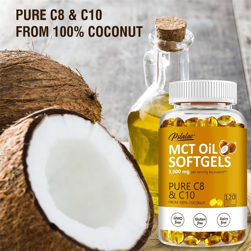 MCT Oil Softgels - Supports Energy and Mental Clarity, Fat Burning, Appetite Suppressant, Improves Digestion
