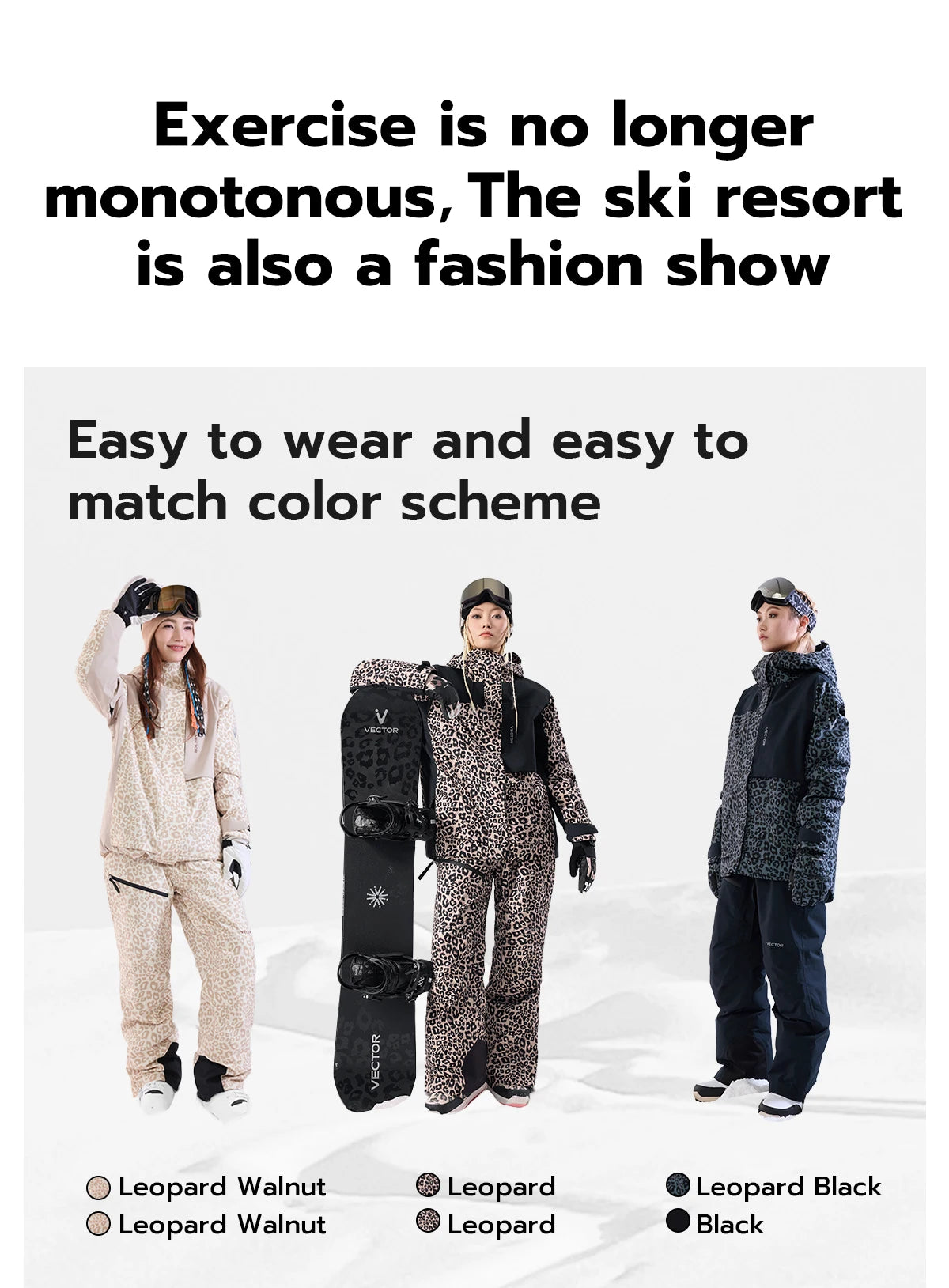 VECTOR Men Women 3L Cotton Ski Jacket Ski Pants Warm Windproof Winter Overalls Waterproof Outdoor Sports Clothing Snowboard