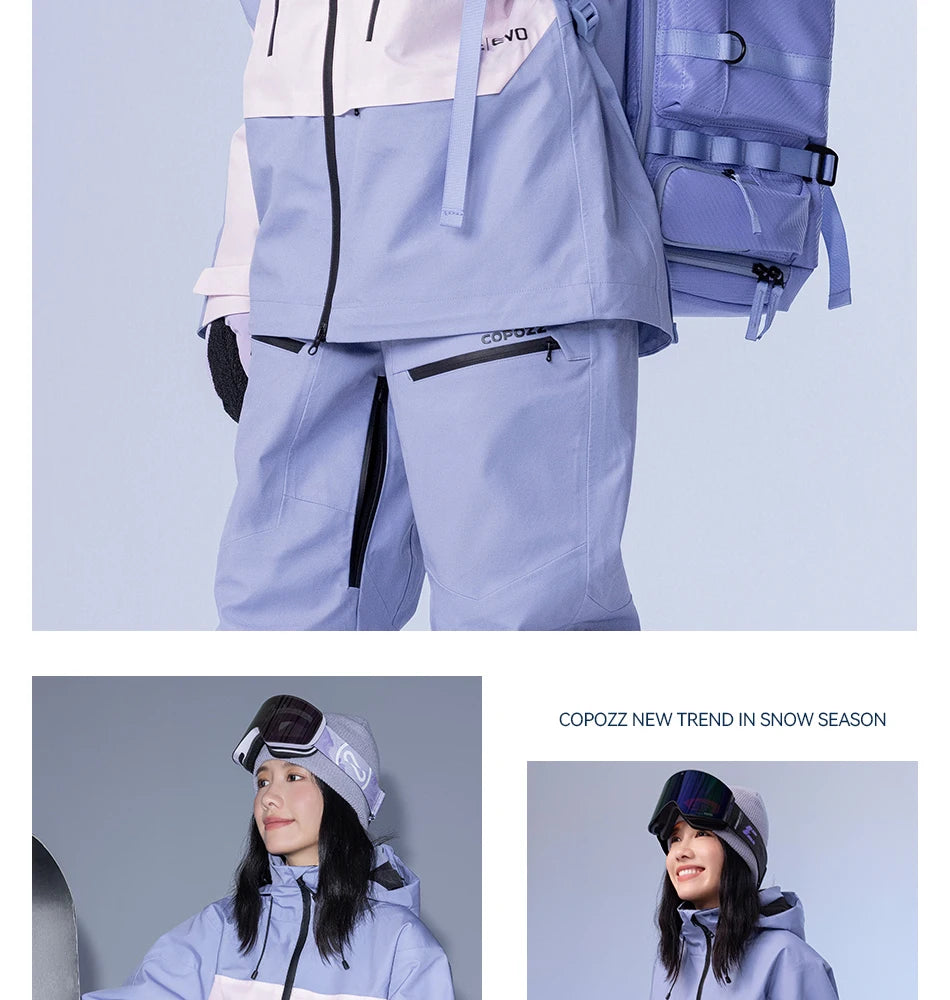 COPOZZ Ski Jacket Women Man Hooded Ski Wear Windproof Winter Overalls Hoodie Waterproof Outdoor Sports Clothing Snowboard