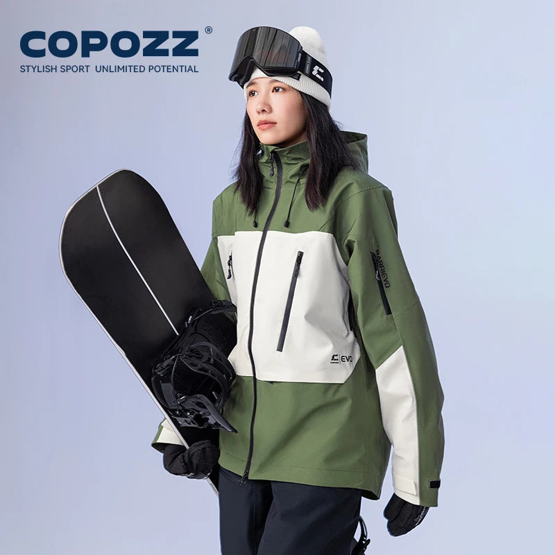 COPOZZ Ski Jacket Women Man Hooded Ski Wear Windproof Winter Overalls Hoodie Waterproof Outdoor Sports Clothing Snowboard
