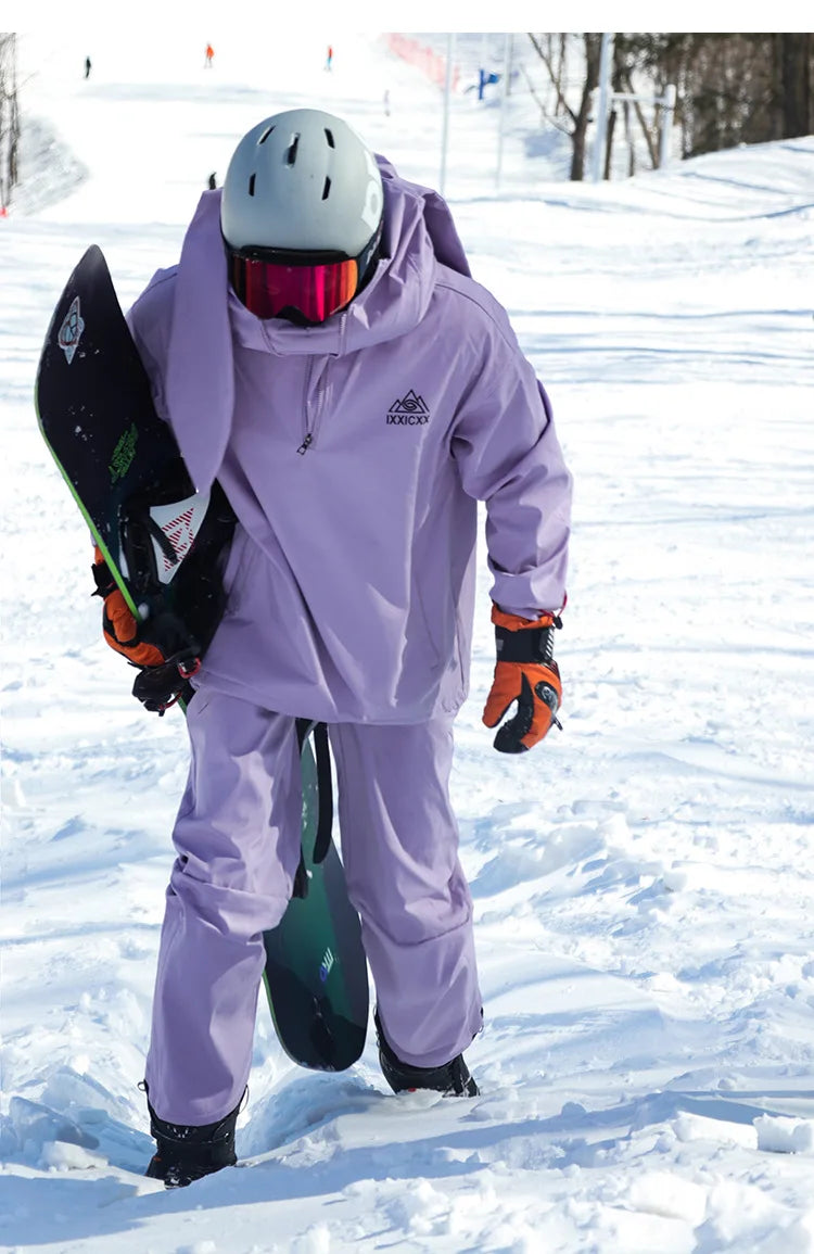 New Trendy Windproof And Warm Rabbit Ear Snow Clothes Men's And Women's Velvet Ski Clothes Set Couple Snow Clothes