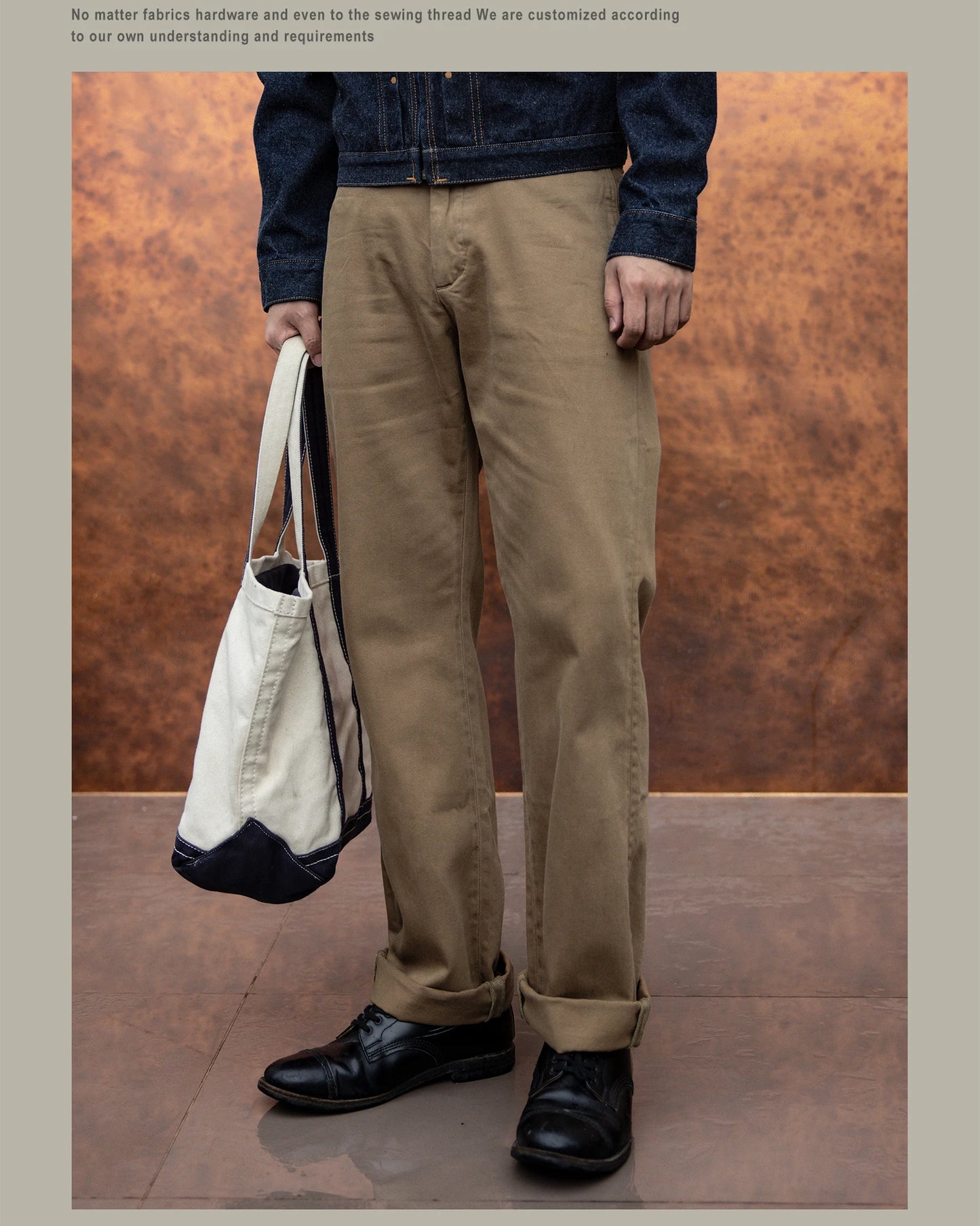 Red Tornado Garmen-Dyed Officer Chino Pants Straight Fit American Casual Style Men's Everyday Trousers