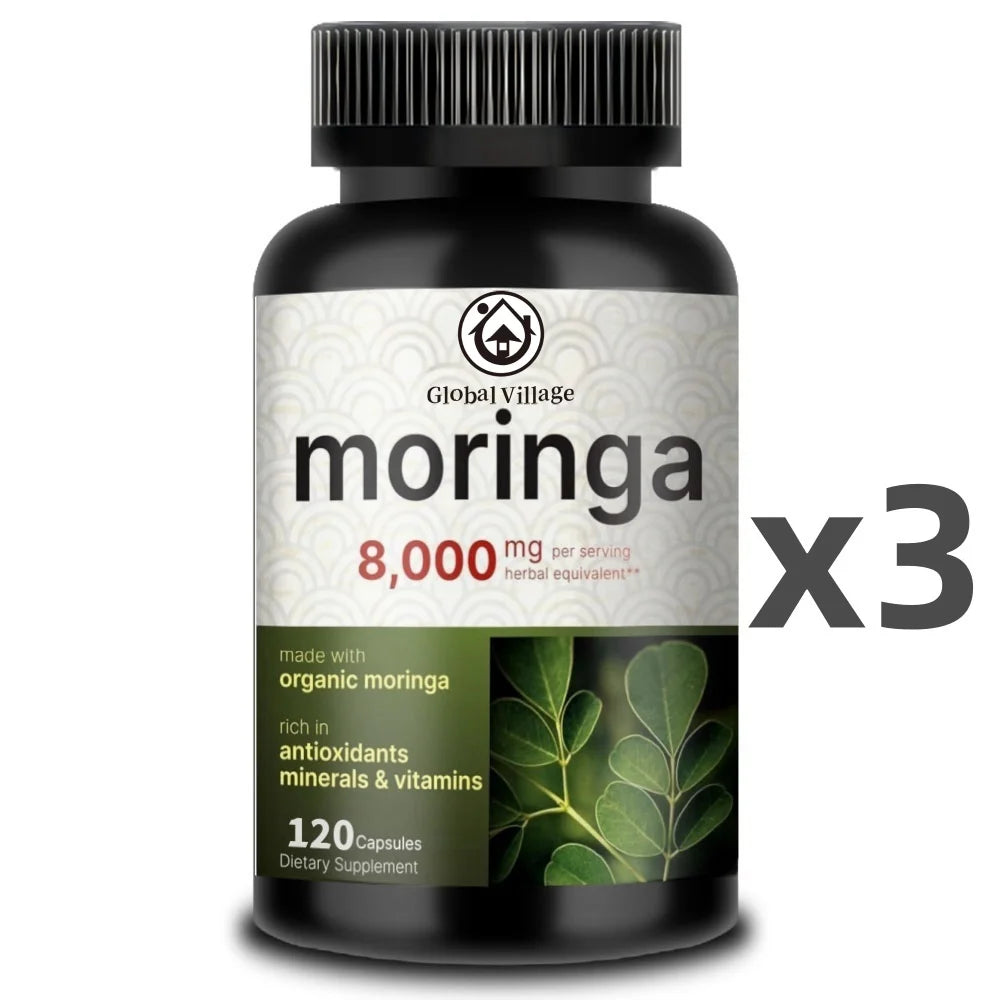 Moringa Capsules 8000mg Per Serving, 120 Capsules || 4 Month Supply, Made With Moringa Powder Organic || Green Superf