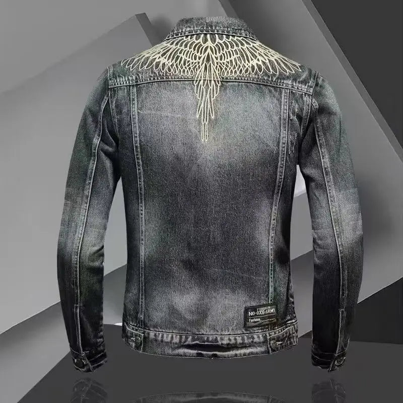 High quality Padded Denim Jackets Man Warm Button Korea Elatic Clothing  Lxury Worn Washed Cowboy Coat for Men