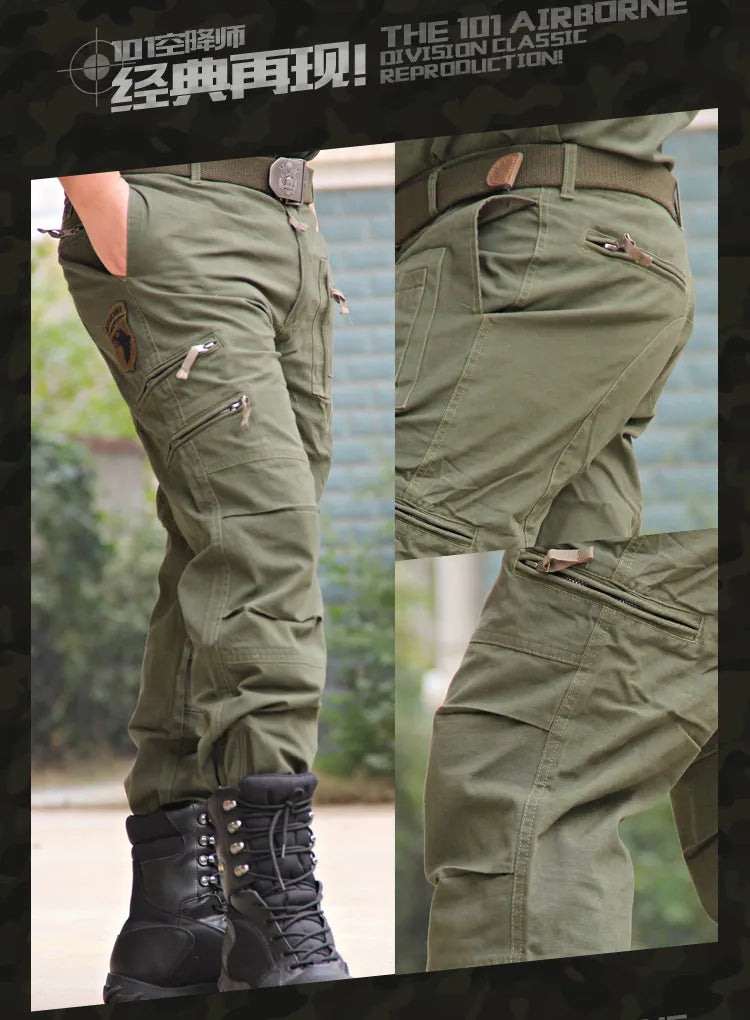 Men's Cargo Pants Outdoors Style Tactical Pants Male Camo Jogger Plus Size Cotton Many Pocket Men Camouflage Black Trousers