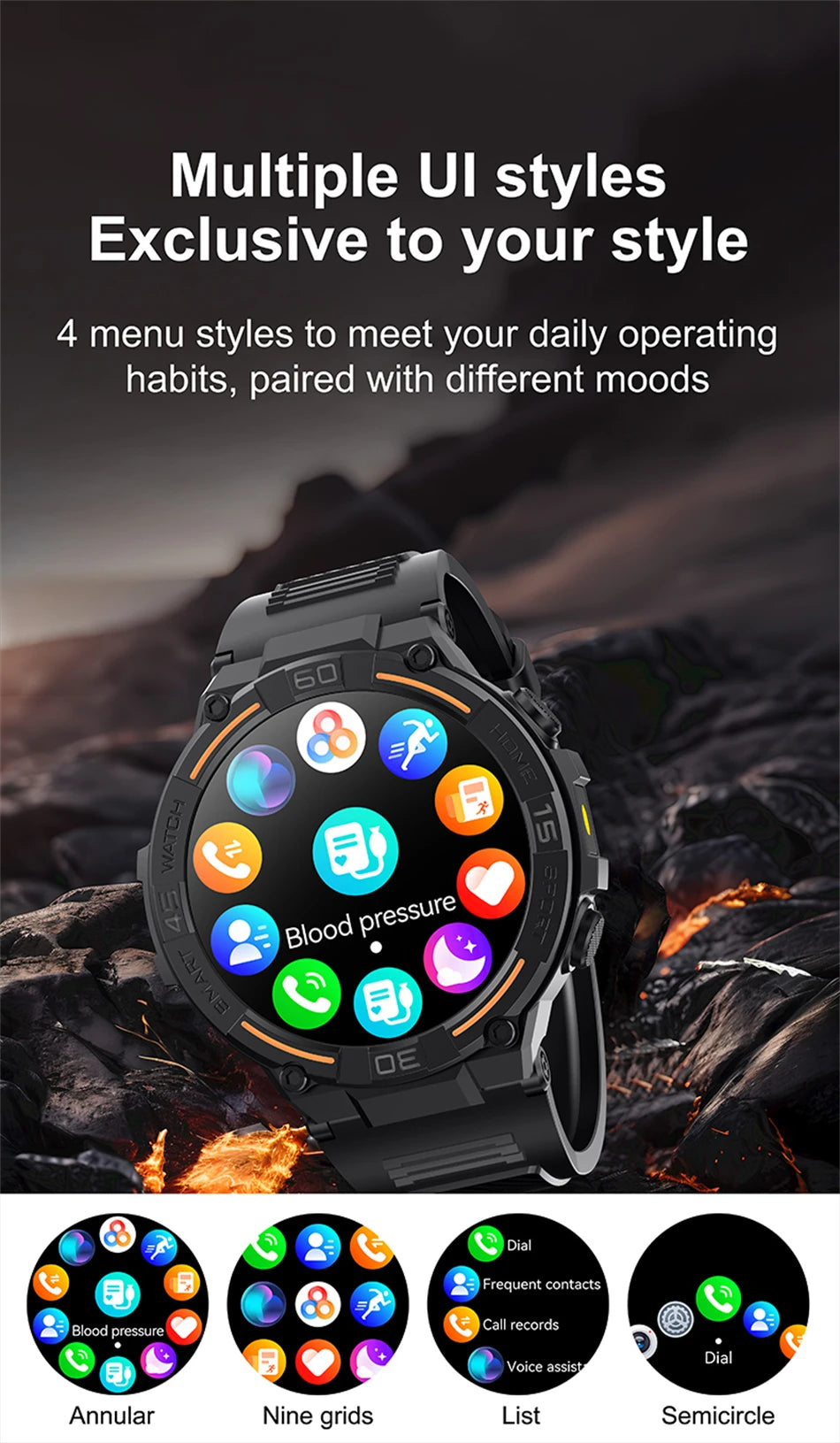 2026 New Military Outdoor Smart Watch GPS 1.52" Ultra HD Display Bluetooth Call Heart Rate IP69K Waterproof AI Smartwatch Men