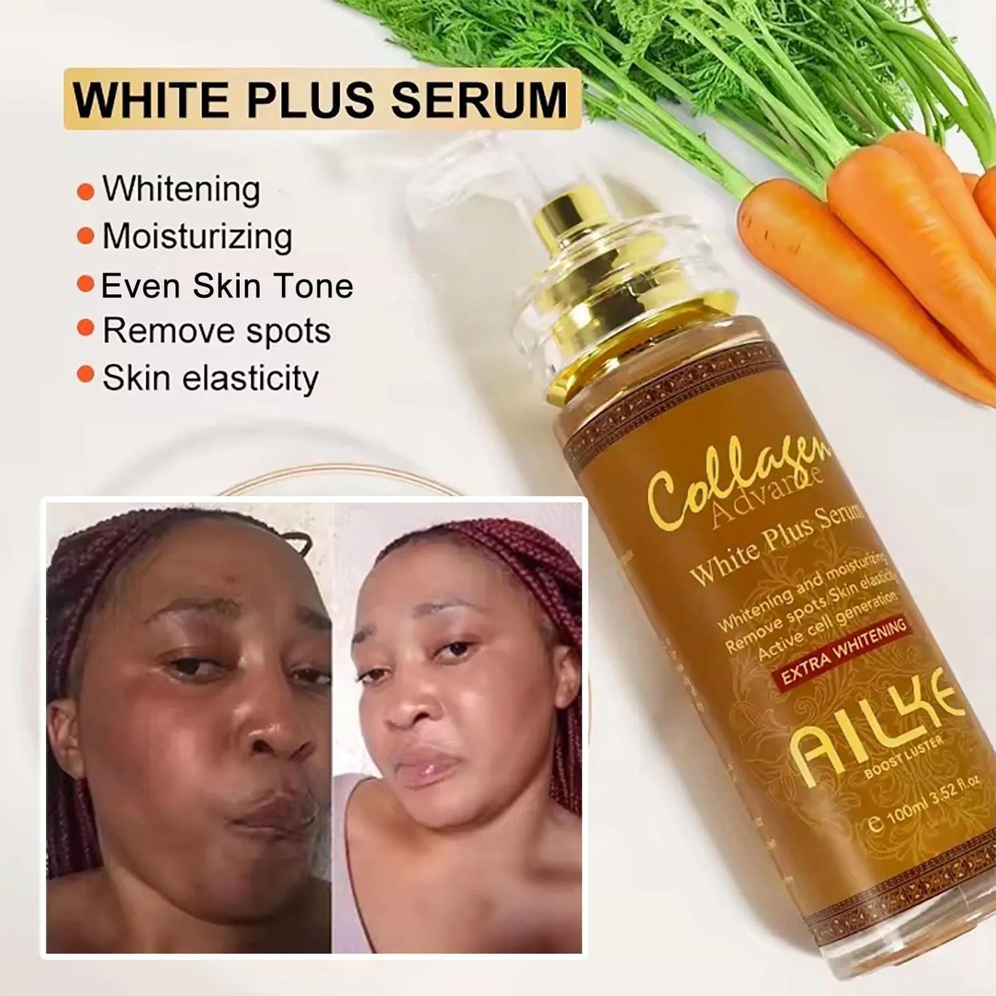 AILKE Collagen Whitening Set For All Skin Types, Lightening, Reduce Dark Spots, Freckles, Hyperpigmentation, Even Skin Tone