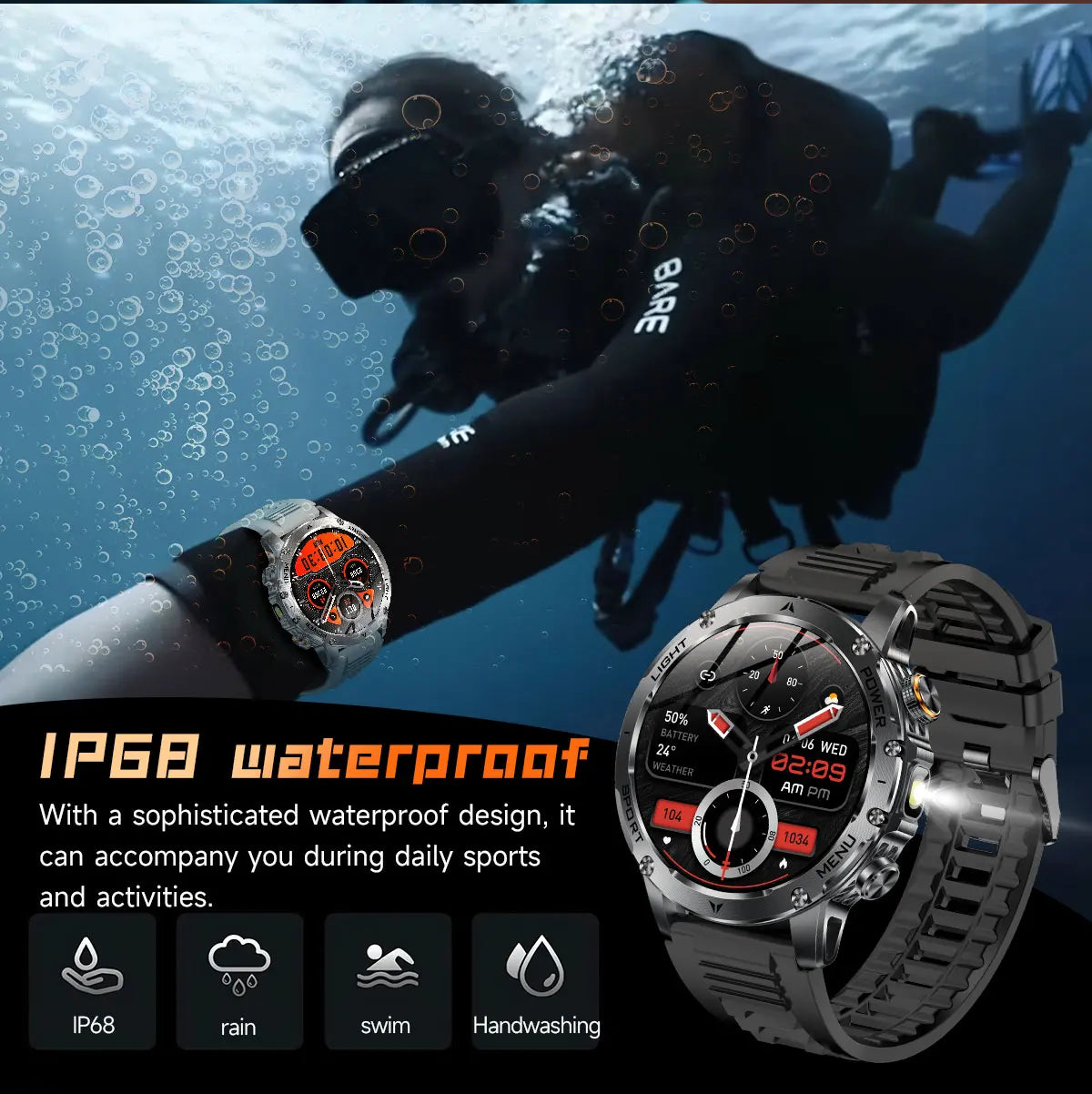 2025 Men 1.7-inch AMOLED Screen Smart Watch 1000mAh Battery Heart Rate Bluetooth Call NFC GPS Tracker Sports Fitness Watches New