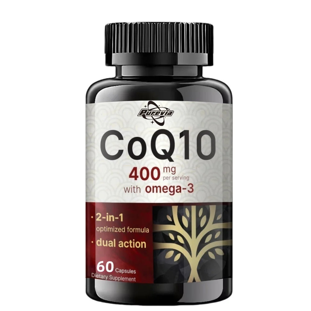 Coenzyme Q10 Capsules 400mg, for Circulation Stress Health and Body Energy, Better Absorption, Antioxidant