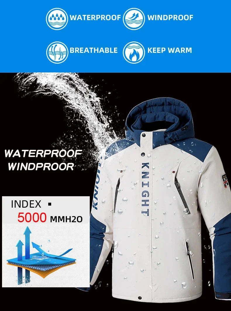 Winter Ski Suit Men Snow Parkas Super Warm Windproof Outdoor Sports Skiing Fleece Jackets and Pants Male Snowboard Wear Overalls