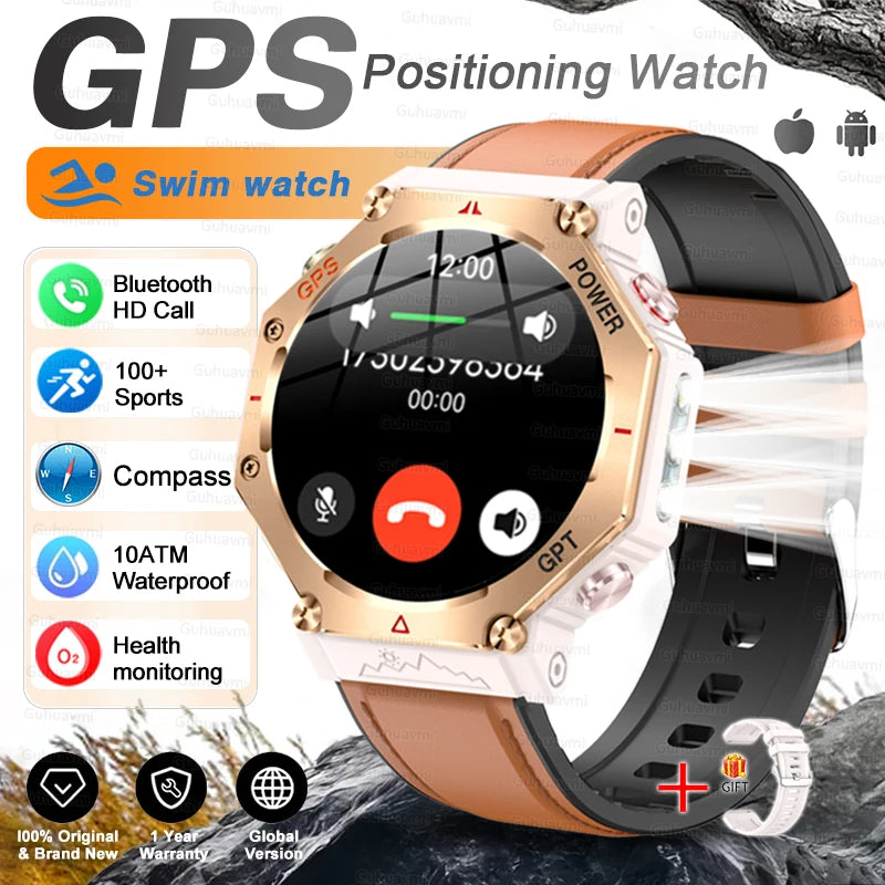 T-Rex 3 Ultra Military Grade GPS Smart Watch 10ATM Waterproof Compass Altimeter Barometric AMOLED Men HD Call Sports Smartwatch