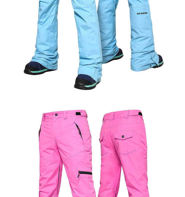Skinny Snowboard Ski Pants Women's and Men's Snow Pants Waterproof Wind Warm Snow Pants Slim Ski Suit