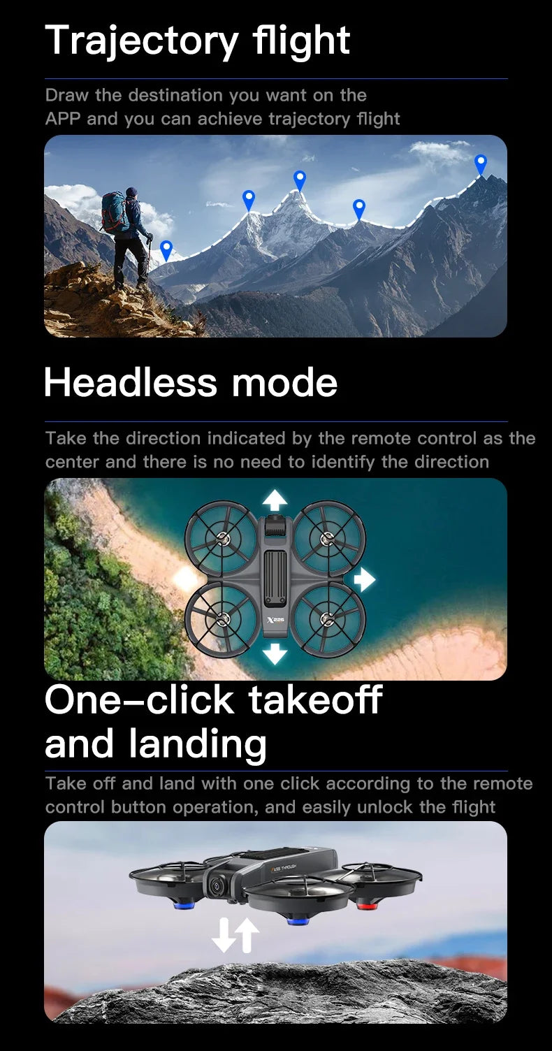 X226 Screen VR Control Drone 4K Professional Camera HD Aerial Photography Dual-Camera Omnidirectional Obstacle Avoidance Drone