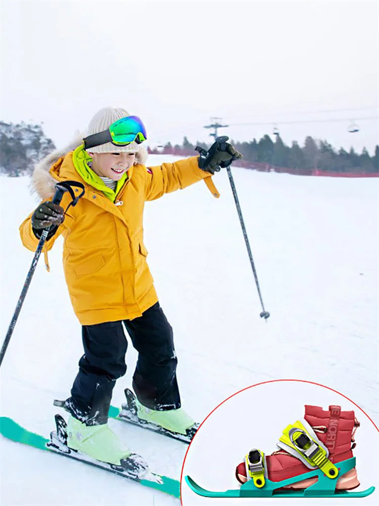 Mini Short Ski Skates Skis Boots Skiboards Adjuatable Adults Short Shoe Snowblades Portable for Winter Outdoor Sports Snow Board