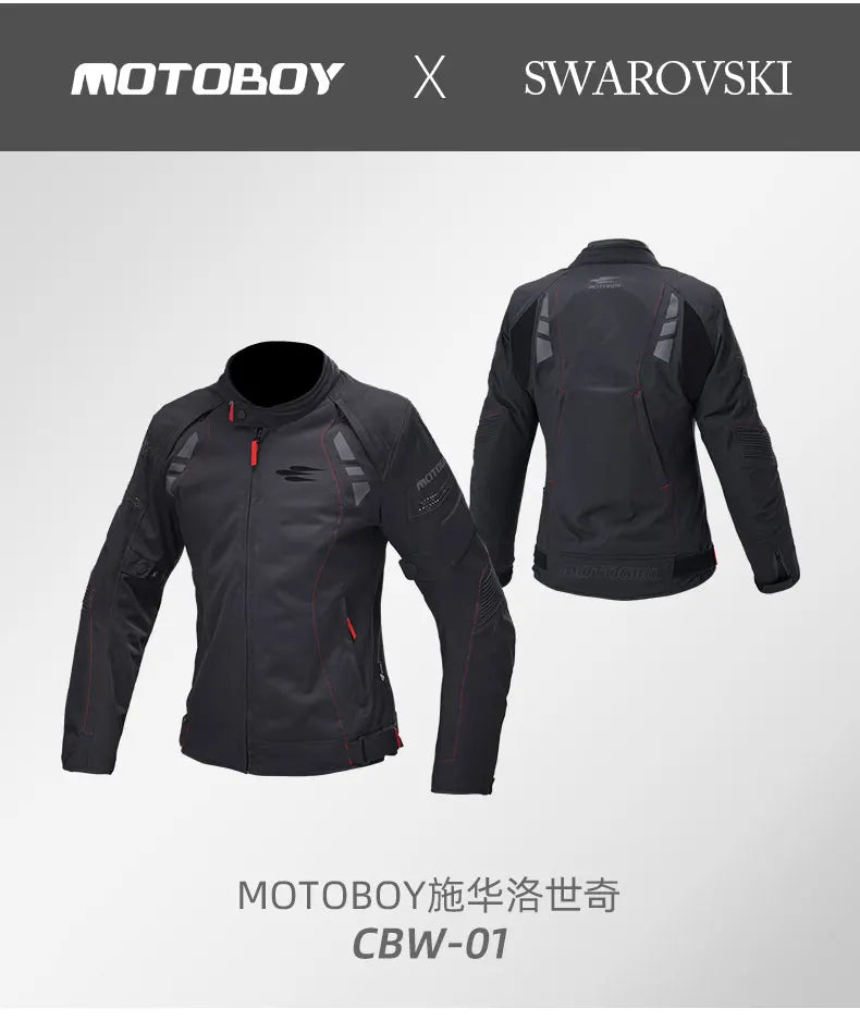 Women Motorcycle Jacket Four Seasons Breathable Lightweight Mesh Cycling Moto Jacket Protector Motocross Suit CE Protective