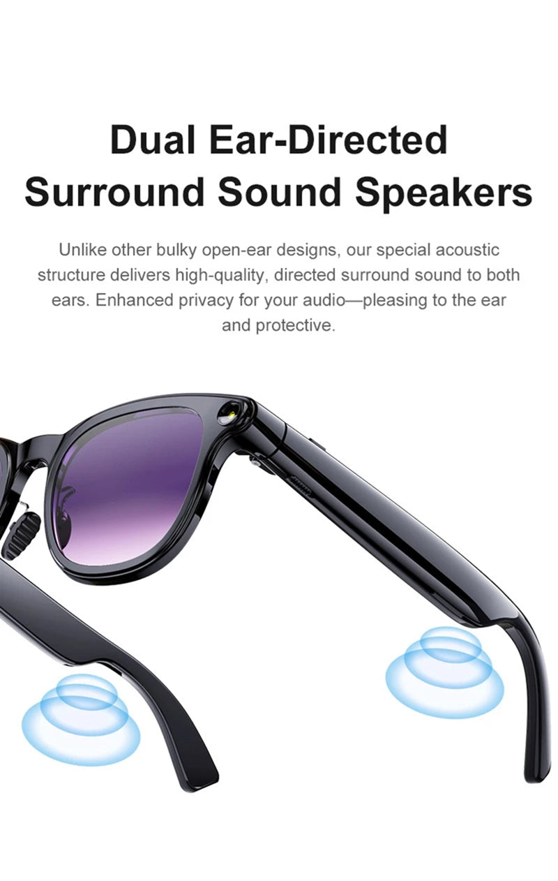 Lenovo 8K AI Smart Glasses With 100MP Camera Chat GPT Touch Sport Sunglasses Bluetooth Call Video Music Player For Men Women