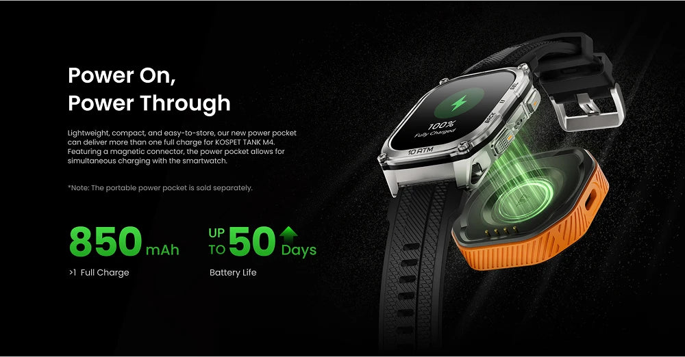 KOSPET Tank M4 Smart Watch for Men Stainless Steel 6-Sat GPS Offline Maps 100M Waterproof 24/7 Health Monitor for Android iOS