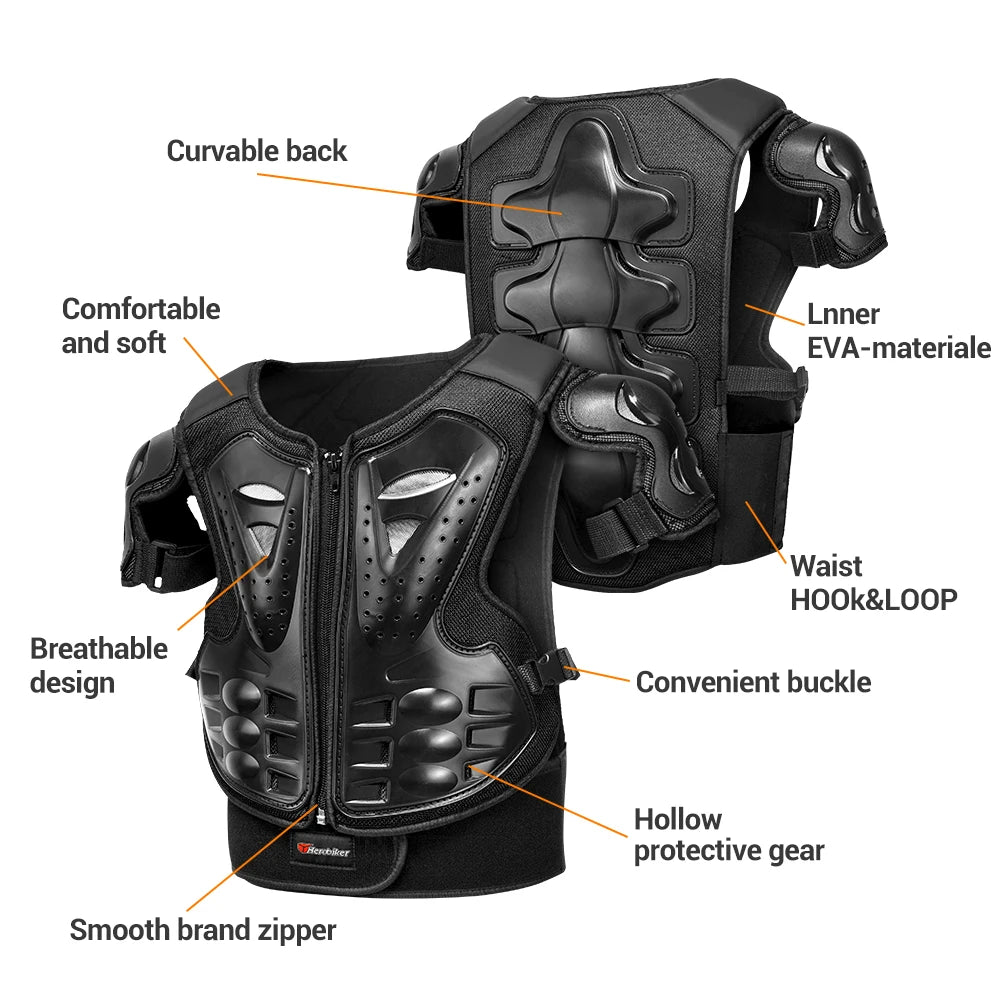 Kid's Motorcycle Armor Vest Protection Motocross Body Armor Jacket Protective Armors Riding Kneepads Moto Full Armor Children