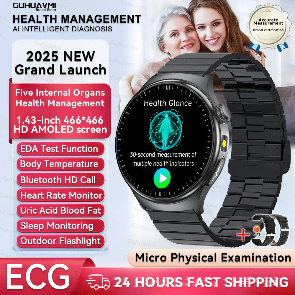 Nursing Grade Health Smartwatches For Men Women Precision Detection Heart Rate Blood Fats Uric Acid Blood Pressure ECG Smart Wat