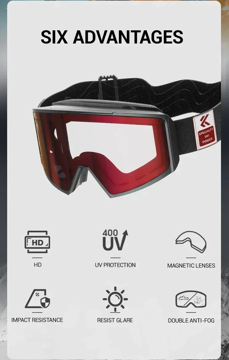 Kapvoe Winter Photochromic Ski Goggle Snow Anti-Fog Sunglasses Snowboard Mask for Men Women Eyewear UV400 Glasses Snowmobile