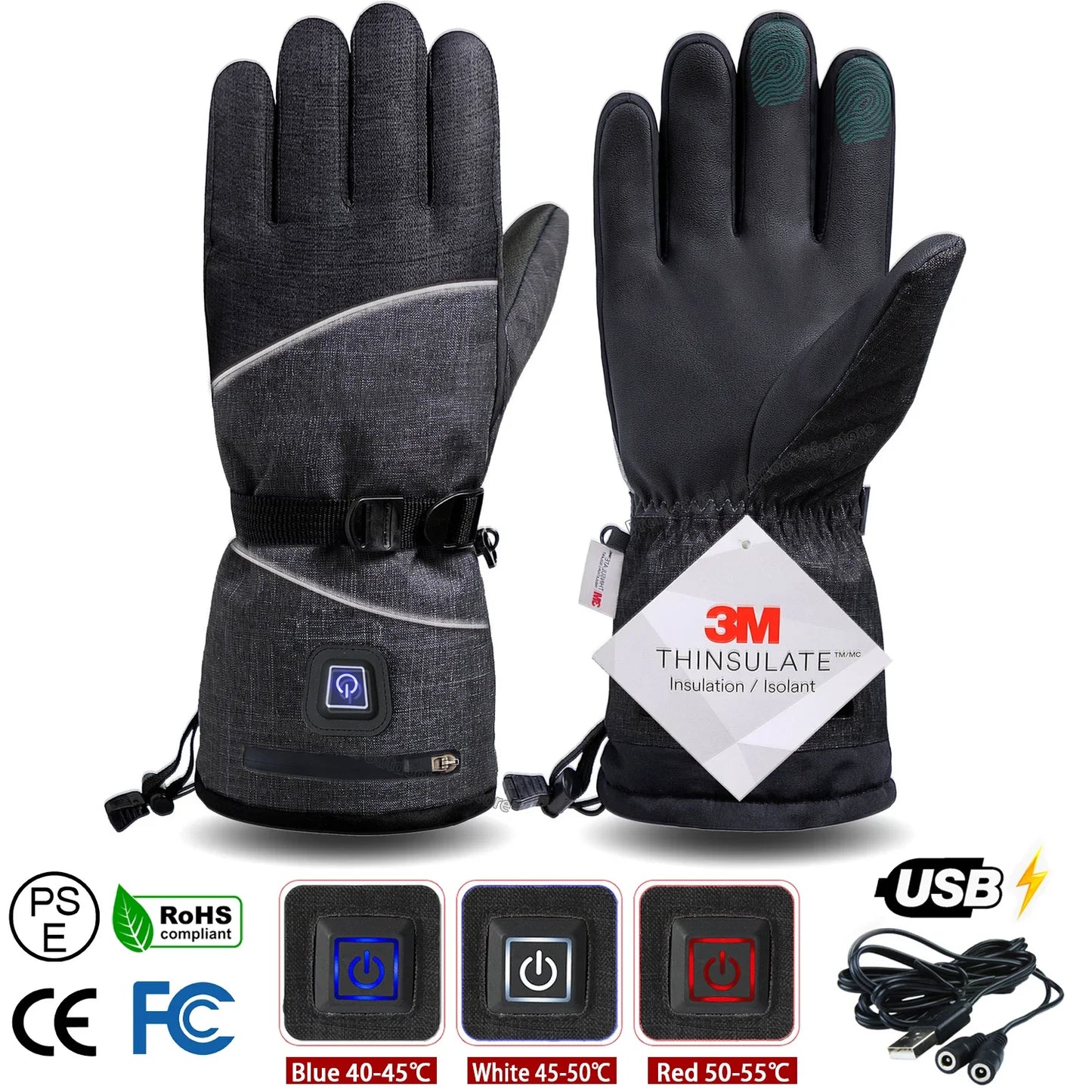 3M Cotton Heating Gloves Winter Hand Warmer Electric Thermal Gloves Waterproof Heated Cycling Motorcycle Bicycle Ski Outdoor