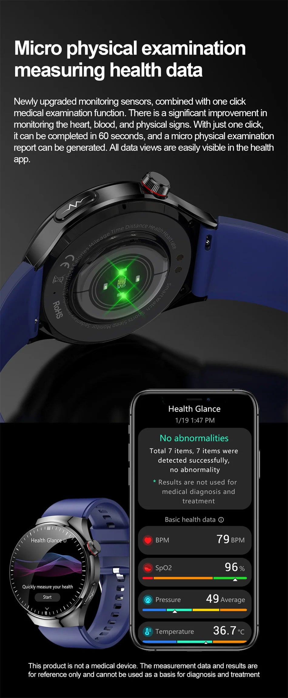 2026New high-end Smart Watch Men Women Health Measurement Blood Oxygen Bp physical examination call exercise ECG Smartwatch Man