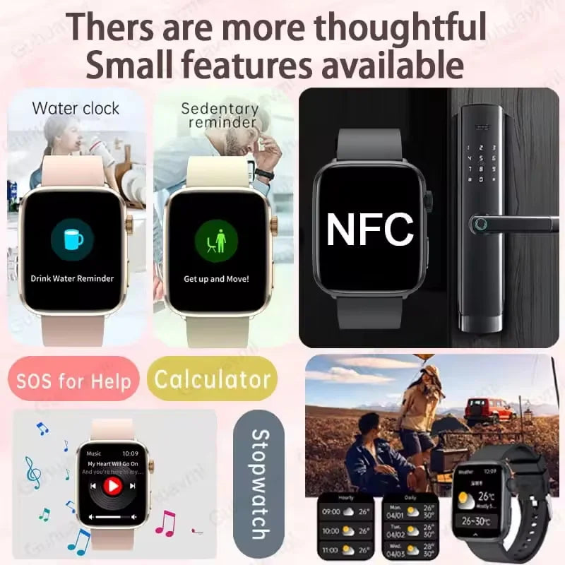 2025 New Women Men AI Smart Diagnosis Watch HRV+PPG Blood Pressure Heart Rate Health Monitor IP68 NFC Fashion Sports Smartwatchs