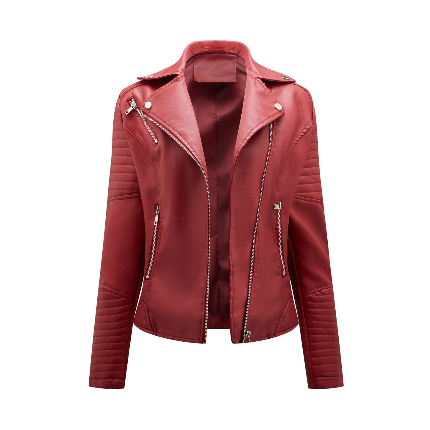 New Women Soft Motorcycle Faux Leather Jackets Ladies Long Sleeve Autumn Winter Biker Streetwear Coat