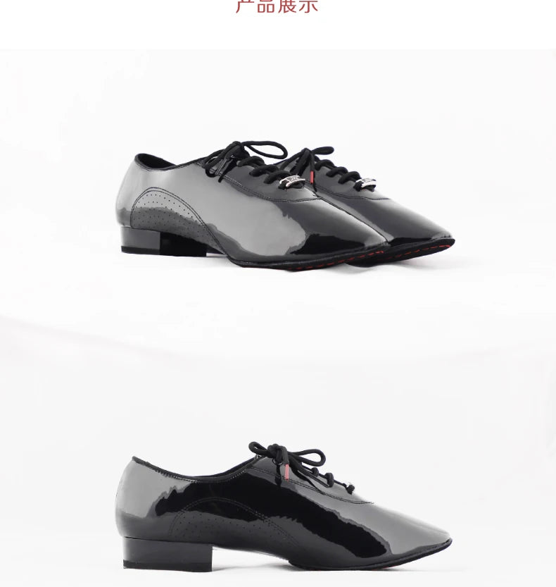 TOP Dance Shoes Latin Shoe Modern  Men Cowhide Two-point Sole Oxford Cloth Grid Pattern Authentic Sock Bag BDDANCE309 Breathable